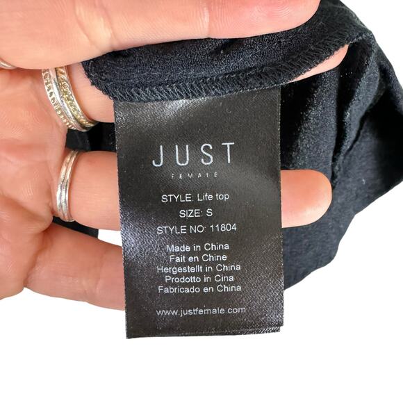 Just Female Life Top Black Ruffle Strappy Girly Flirty Lightweight Tank Top - Picture 10 of 12